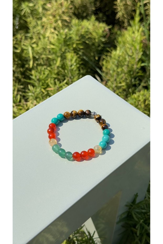 Green Aventurine and Hematite Energy Bracelet - Natural Stone Coin Magnet