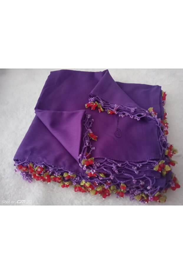 Handmade Cherry Embroidered, Beaded Writing, Cheesecloth, Scarf, Yemeni, Mevlüt Cover with 4 Embroidered Sides