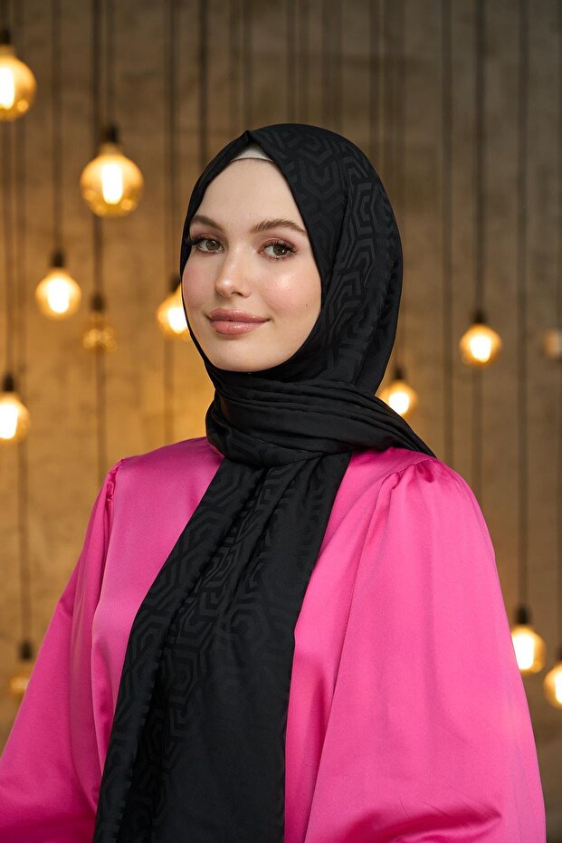 Drop Pattern Jacquard Shawl - 1