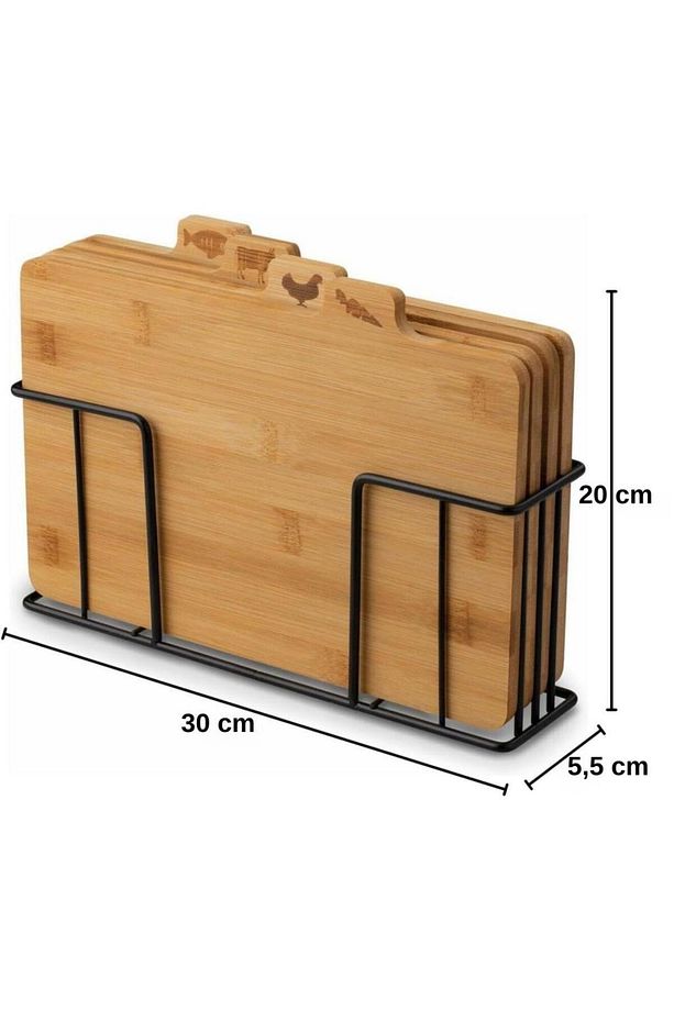 Bambu Standlı Kesme Tahtası 4lü Set - M7B11 - 6