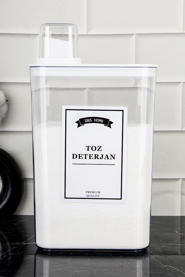 Toz Deterjan Saklama Kabı Kendinden Ölçekli Vakum Kapaklı Saklama Kutusu Deterjanlık 3000 ml - 4