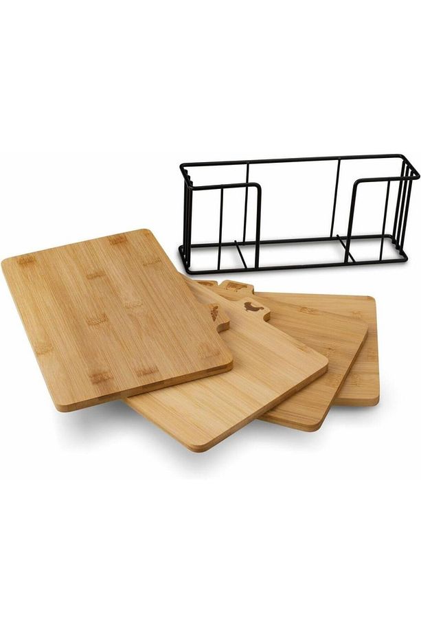 Bambu Standlı Kesme Tahtası 4lü Set - M7B11 - 5