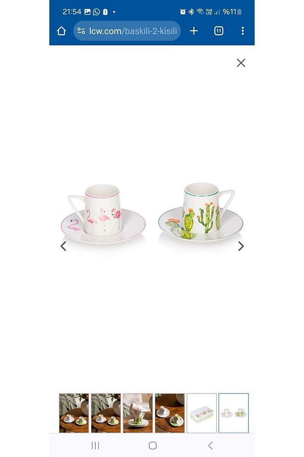 Baskılı 2 Kişilik Porselen Kahve Fincan Takımı 90 Ml - 2