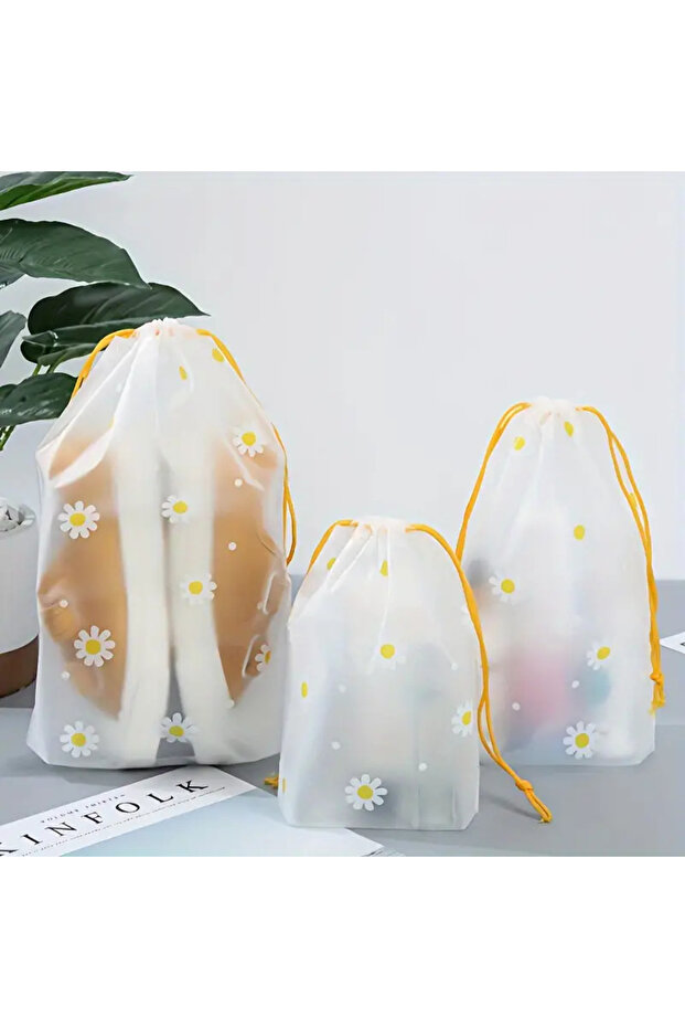 3-Piece Waterproof Daisy Pattern Bag - 4