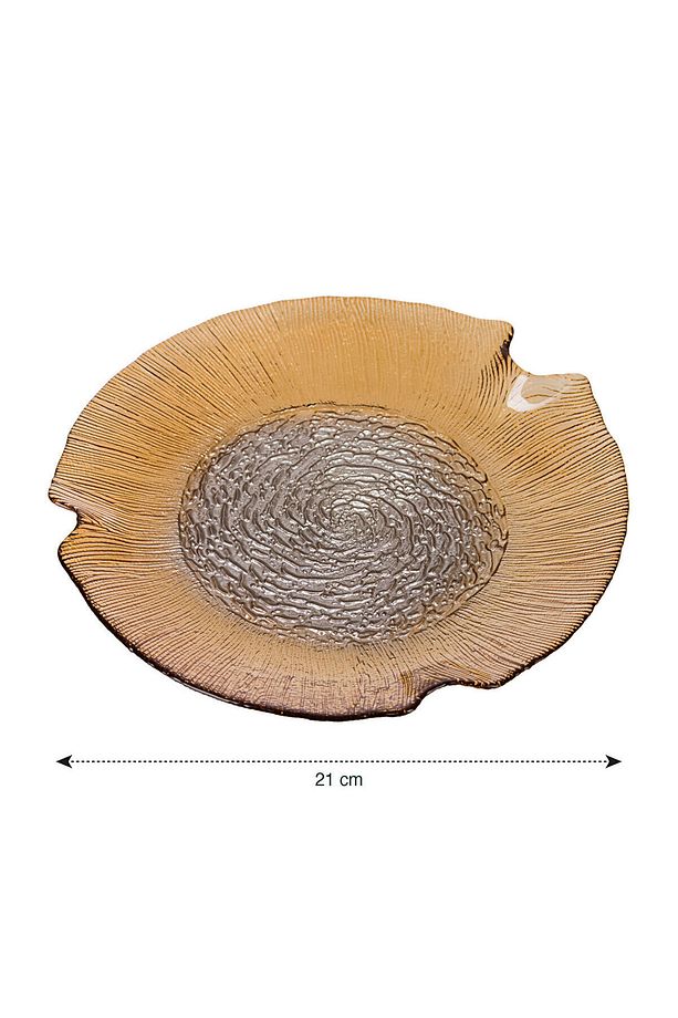 LCW HOME Koyu Bej Desenli Cam Pasta Tabağı Seti 4'lü - 5