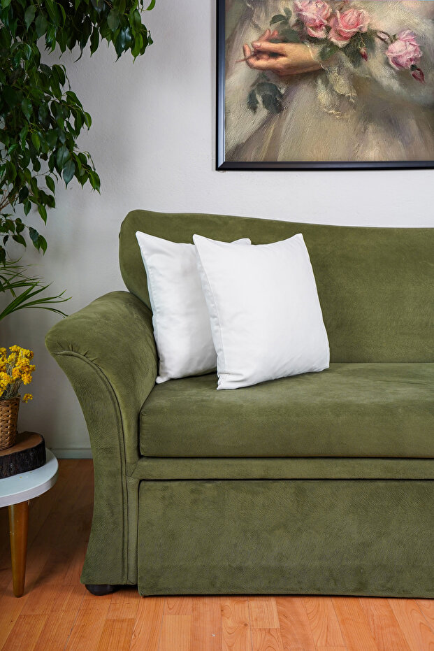 2-Piece Premium Velvet Textured Suede Cushion Cover Ecru (45X45)