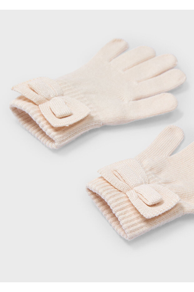 Kız Çocuk Örme Eldiven Krem - 2