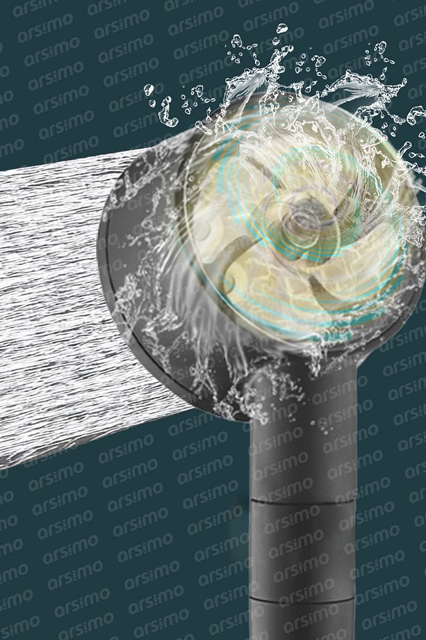 Turbo Fan Pervaneli 5 Fonksiyonlu Su Tasarruflu Duş Başlığı | Pervaneli Turbo El Duşu Siyah - 4