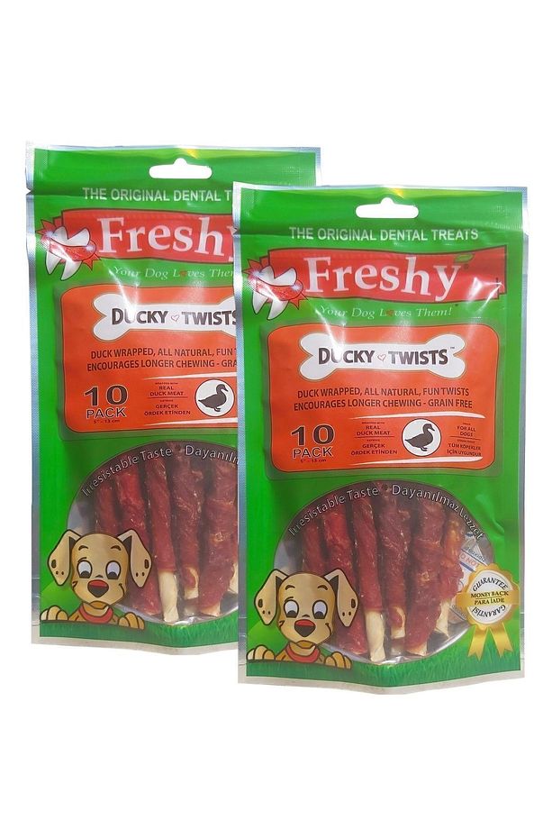 Ducky Twist Sticks - Ikili Set - Ördek Eti Kaplı Deri Burgu Çubuklar - 180 Gram - 20 Adet - 1