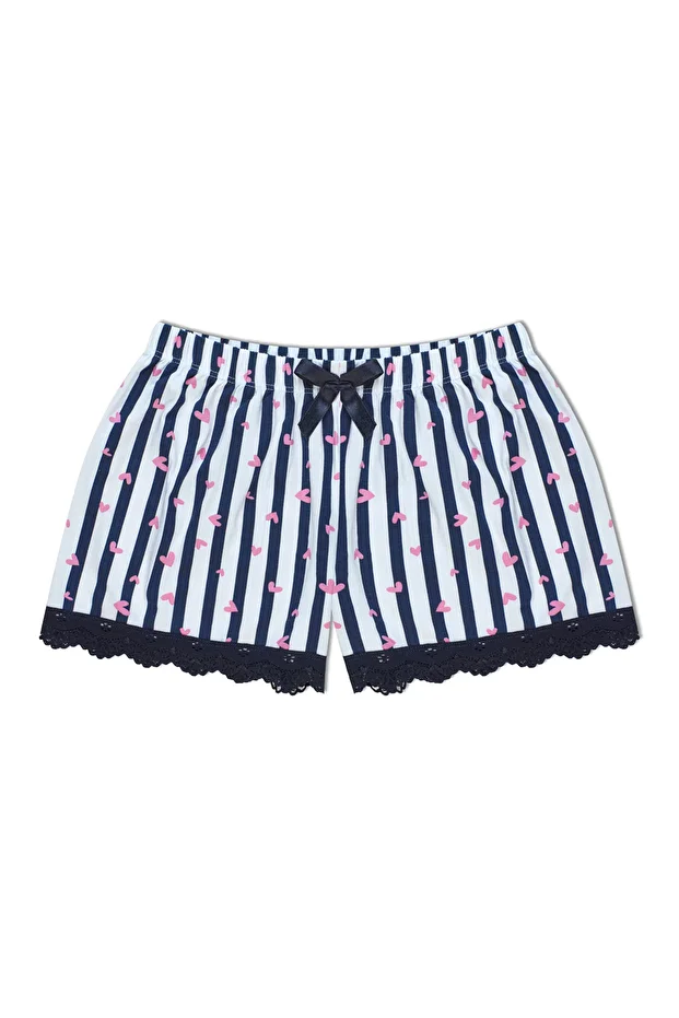 Pamuklu Paçası Dantel Pijama Kadın Şort - 1