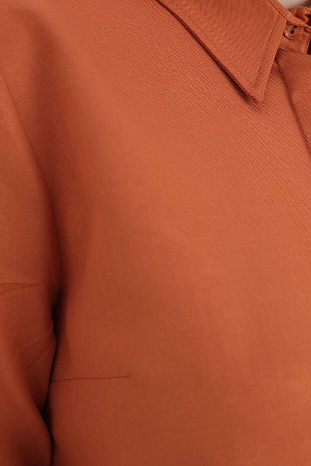 Kiremit Basic Gizli Patlı Gömlek Tunik - 5