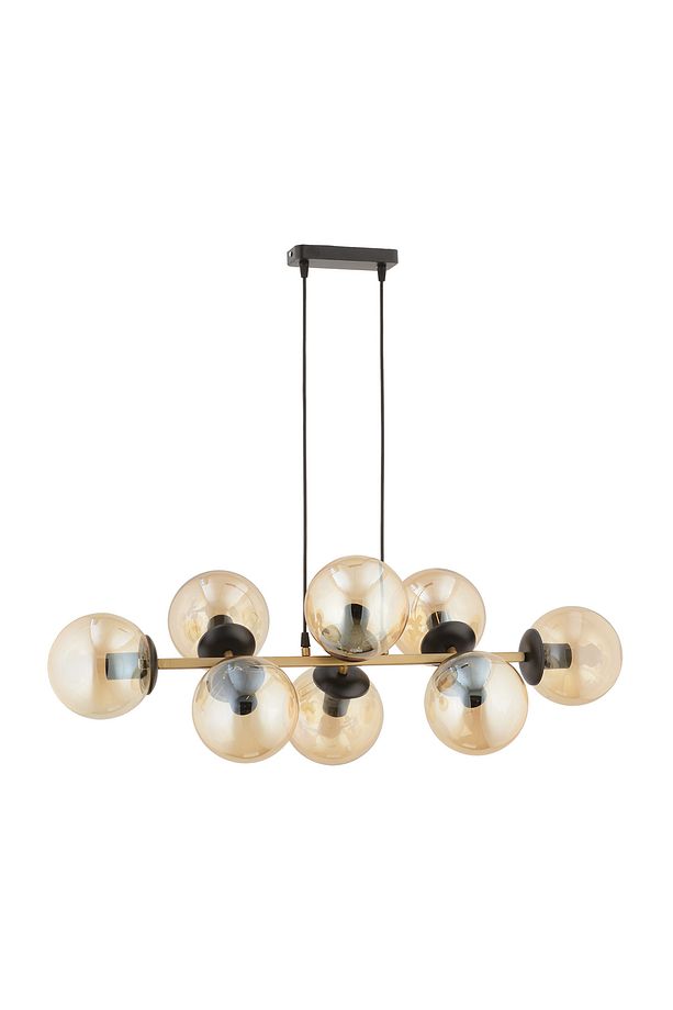 Cross 8'li Eskitme Bal Rengi Glob Camlı Modern Sarkıt Avize Oturma Odası Salon - 3
