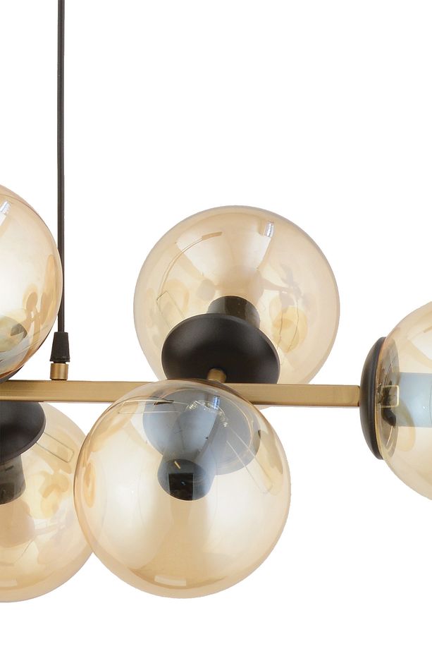 Cross 8'li Eskitme Bal Rengi Glob Camlı Modern Sarkıt Avize Oturma Odası Salon - 4