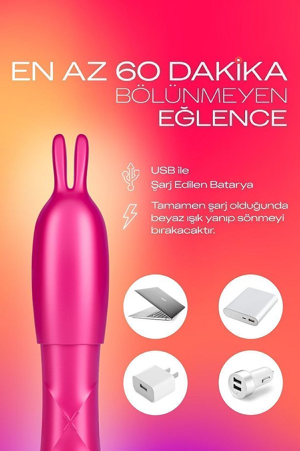 2si1 Arada Titreşimli Vibratör ve Uyarıcı Başlık, Usb Şarjlı, 7 Farklı Titreşim Modu, Suya Dayanıklı - 6