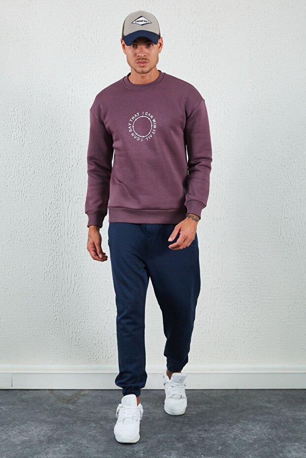 Baskılı Basic Sweat Mürdüm - 6