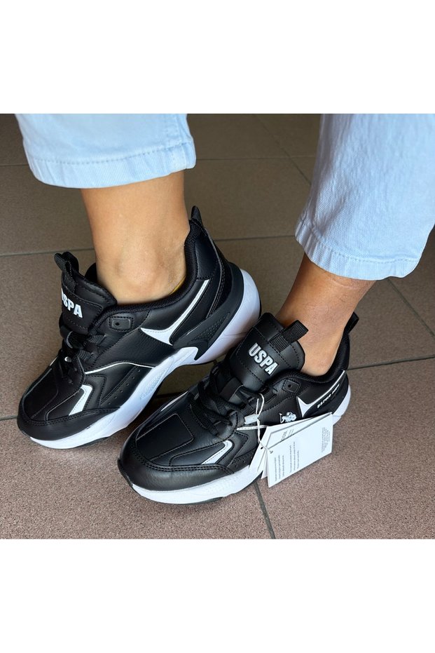 U.S Polo Assn Black Color Unisex Thick Sole Isabella Sneaker Sports Shoes School Trekking