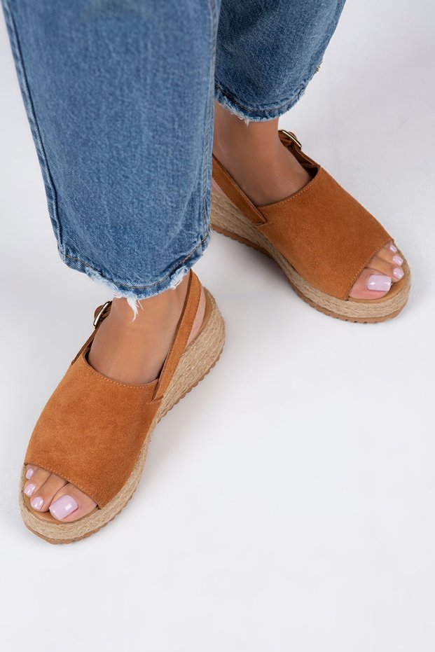 Penny Women's Genuine Leather Belted Buckle Tan Sandals