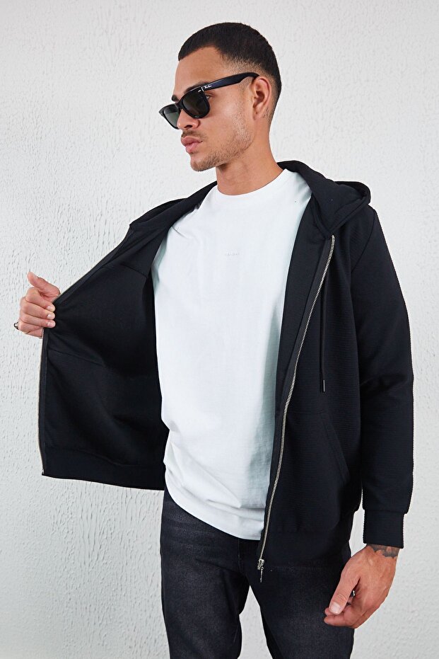 Kapüşonlu Kanguru Cepli Bomber - 3