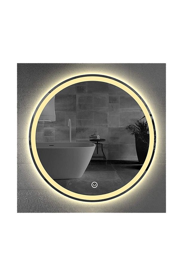 70 Cm Kumlamalı Dokunmatik Tuşlu Yuvarlak Ledli Ayna Duvar Salon Banyo Wc Ofis Yatak Odası Boy Ledli - 1