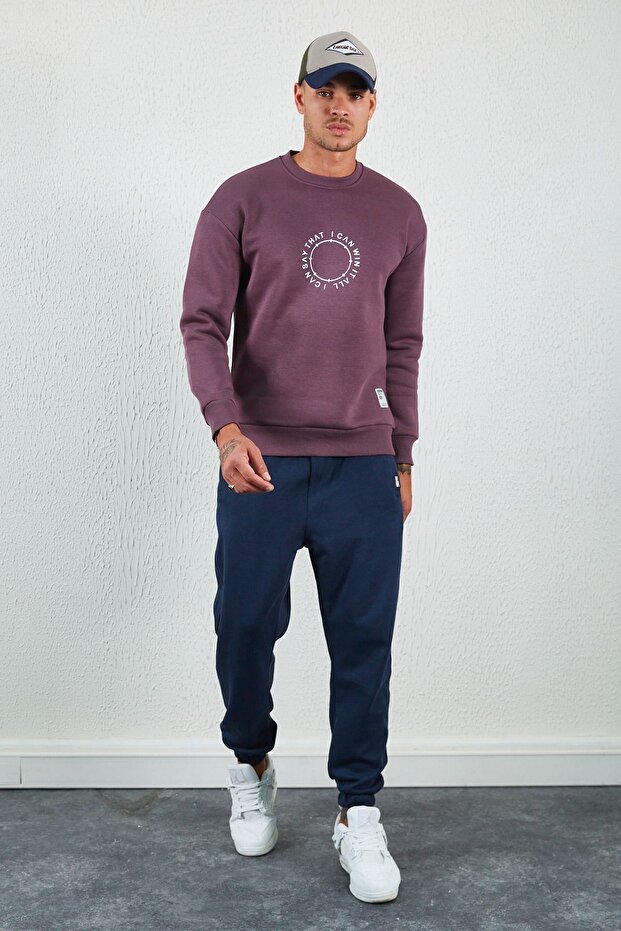 Baskılı Basic Sweat Mürdüm - 3
