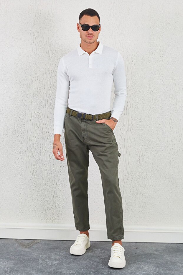 Düğmeli Polo Yaka Basic Triko Ekru - 3