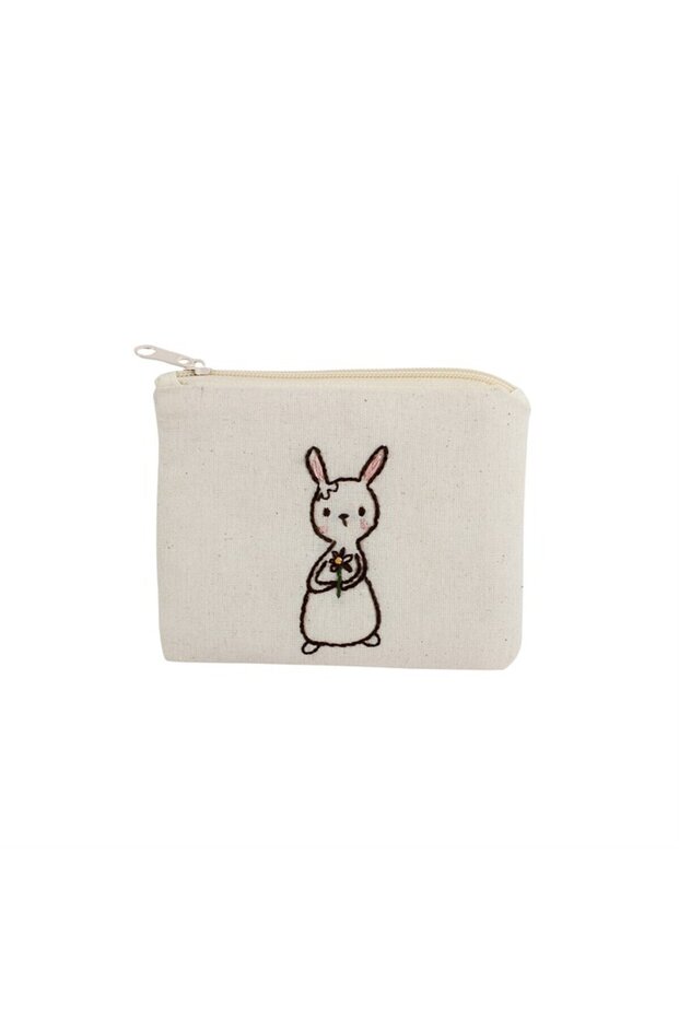 Tavşan Işlemeli Bez Cüzdan - 1