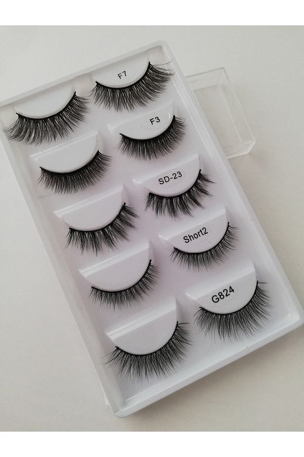 Beşli Doğal Ipek Takma Kirpik Short Mix Set Ve Powerliner Şeffaf Kalem Yapıştırıcı (APARAT HEDİYE) - 2
