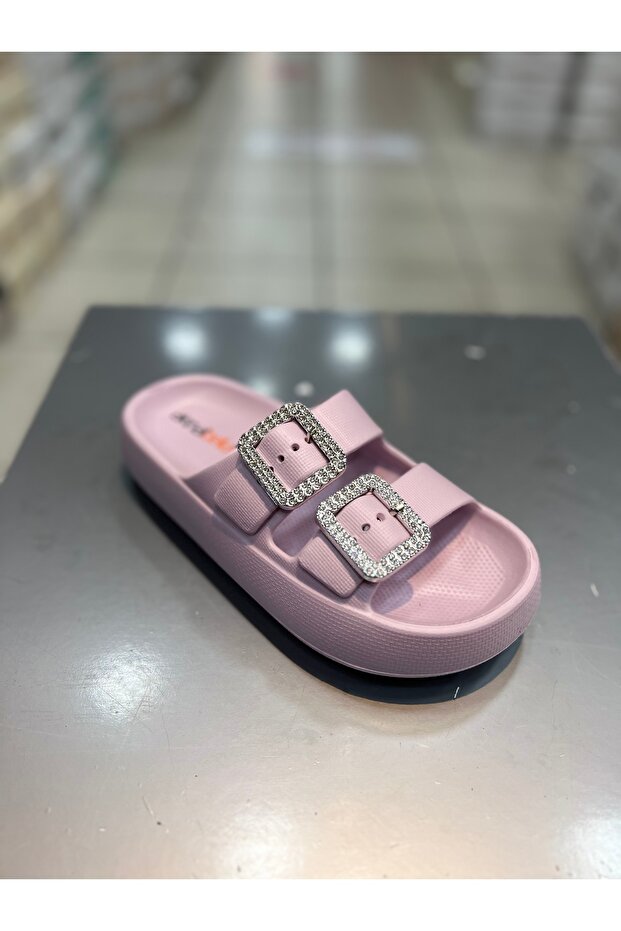 Double Buckle Stoned Women's Daily Slippers