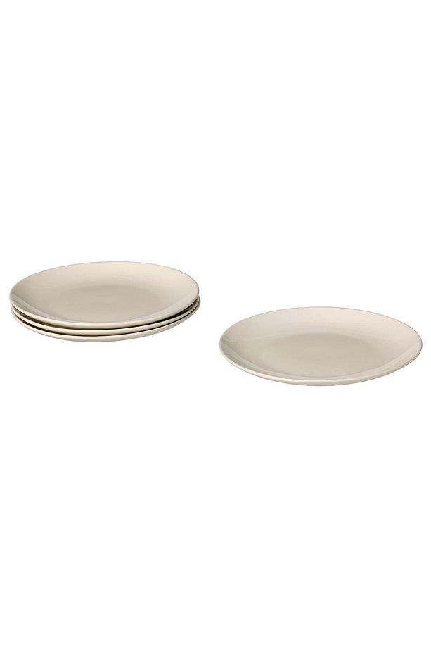 4 Adet Tabak Seti Parlak Bej Renk 26 cm, 4 Adet, Stoneware Yuvarlak Tabak Seti - 1