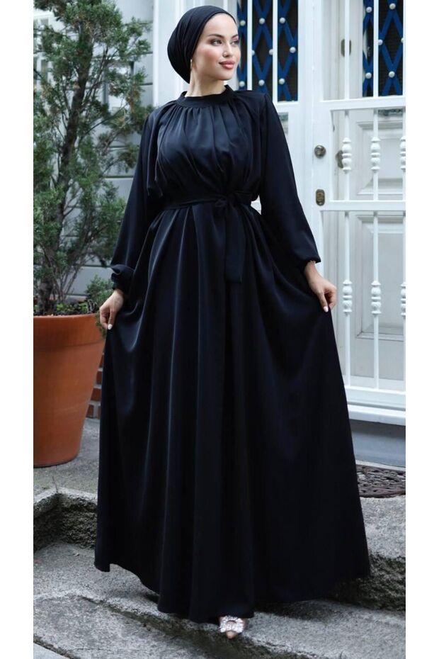 Dubai ipeği tesettür elbise - 3