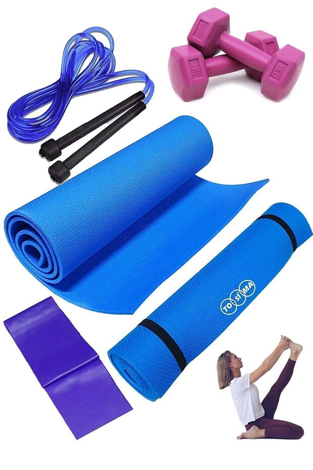 4 Piece Pilates Set Pilates Cushion 1 Kg Dumbbell Set Resistance Rubber Yoga Cushion Set