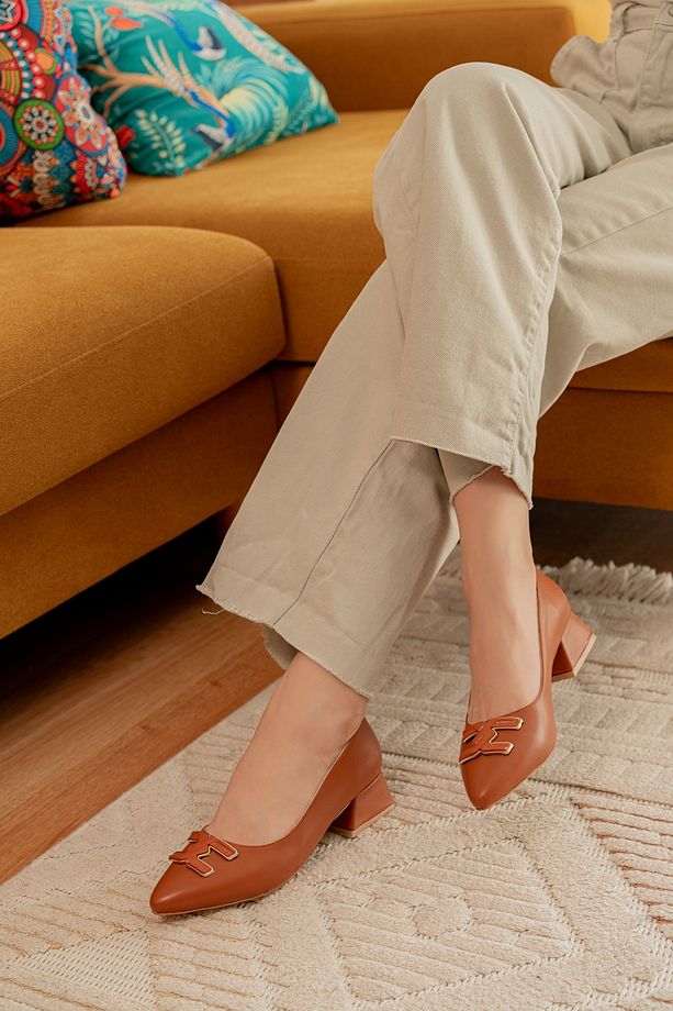 Lapita Taba Tokalı (4 cm) Sivri Burun Topuklu Ayakkabı - 5