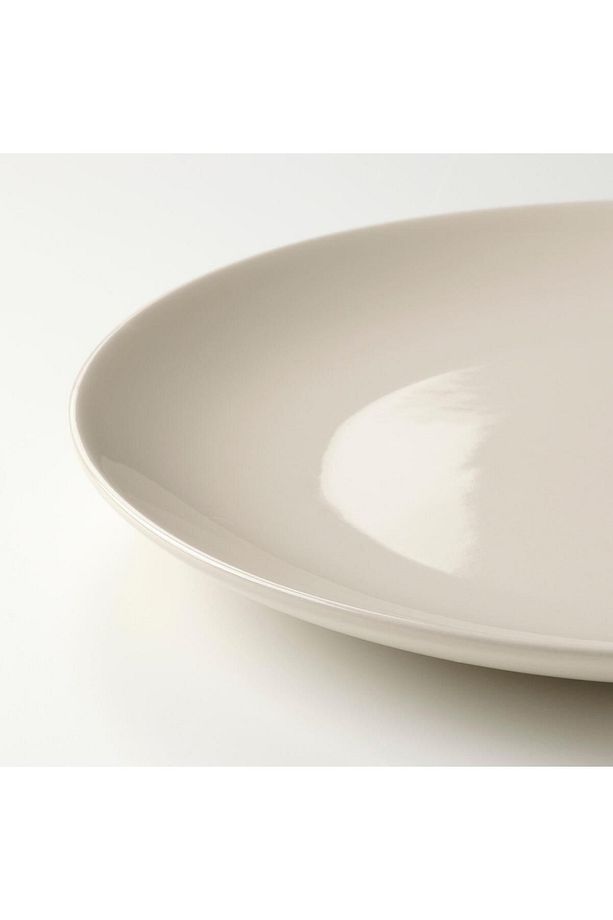 4 Adet Tabak Seti Parlak Bej Renk 26 cm, 4 Adet, Stoneware Yuvarlak Tabak Seti - 3