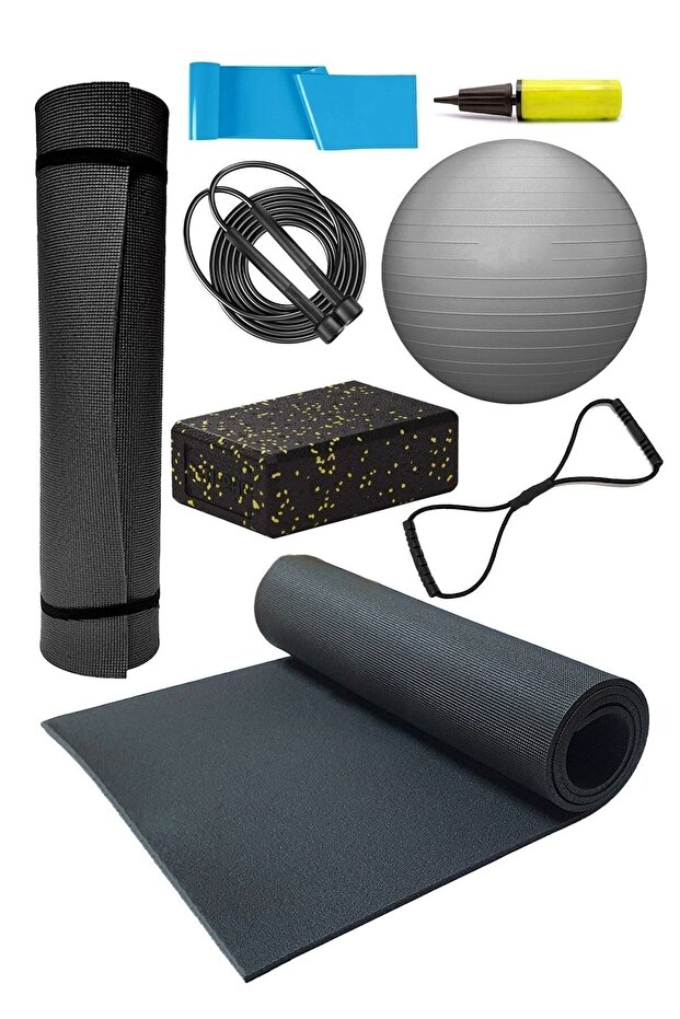 Pilates Mat Pilates Rubber Jump Rope Yoga Block Octagonal Rubber 55 cm Pilates Ball and Pump