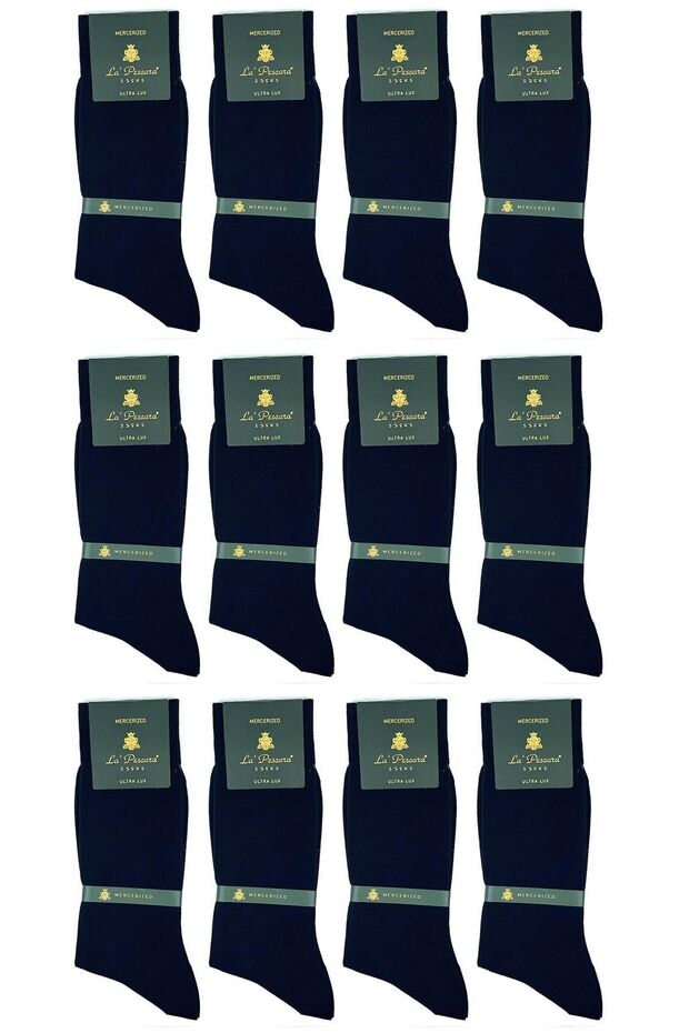 La'pescara Ultra Luxury 12-Piece Dark Blue Mercerized Men's Classic Socks Set