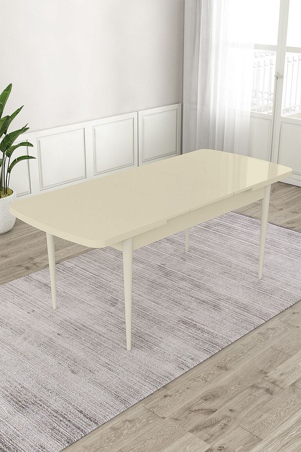 Are Serisi 80x132 Mdf Açılabilir Krem Yemek Masası - 2
