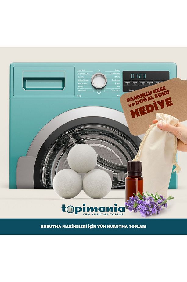 3 Adet Xxl Doğal Yerli Üretim Çamaşır Yün Kurutma Topu 1 Adet 10 ml Esans - Kurutma Makinesi Için - 1
