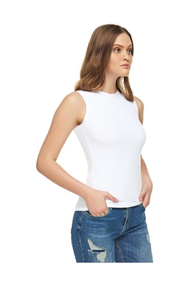 Women's White Zero Sleeve 3-Pack Lycra Cotton Undershirt