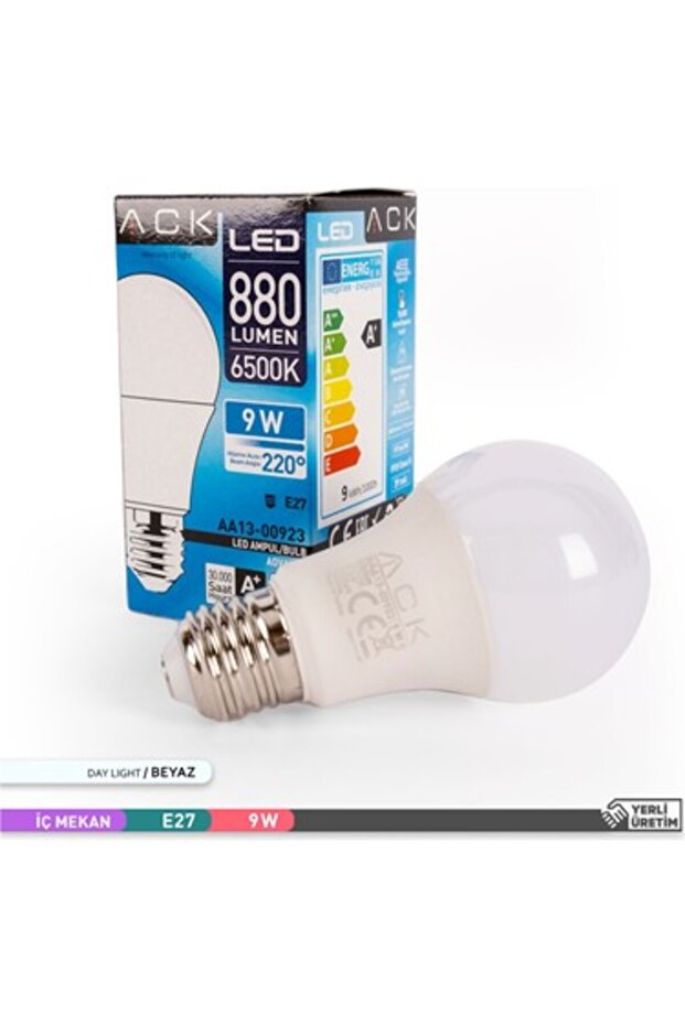 9W LED A60 E27 AMPUL ACK 6500K - 1