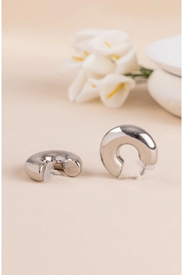Kalın Halka Model Silver Küpe - 4