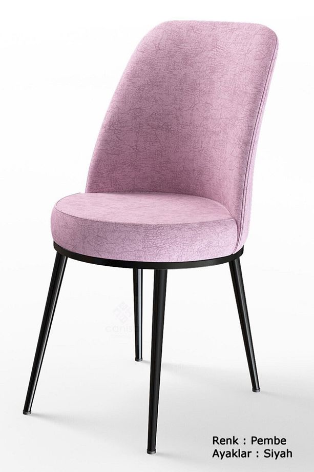 Via Serisi 80x132 Açılabilir Mutfak Masası Takımı Siyah Mermer Desen Masa 6 Pembe Sandalye - 6
