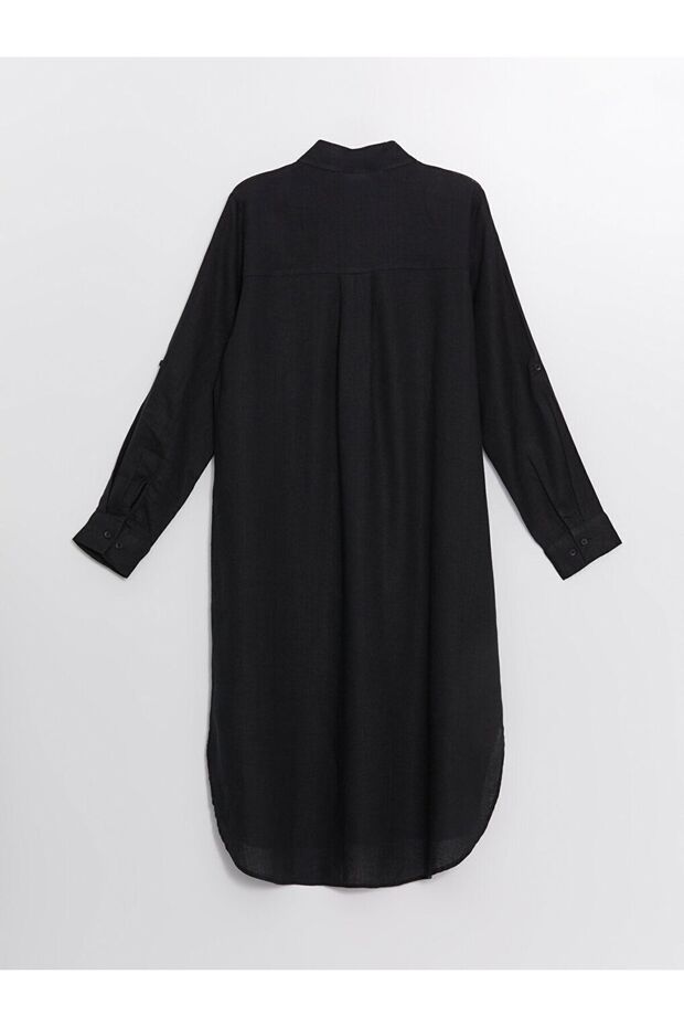 LCW Düz Oversize Keten Kadın Gömlek Tunik - 7