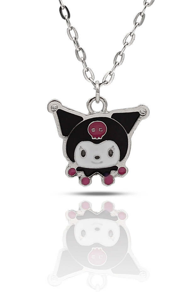 Sanrio Hello Kitty Kuromi Cute Necklace - Enameled Silver Color Classic with Chain