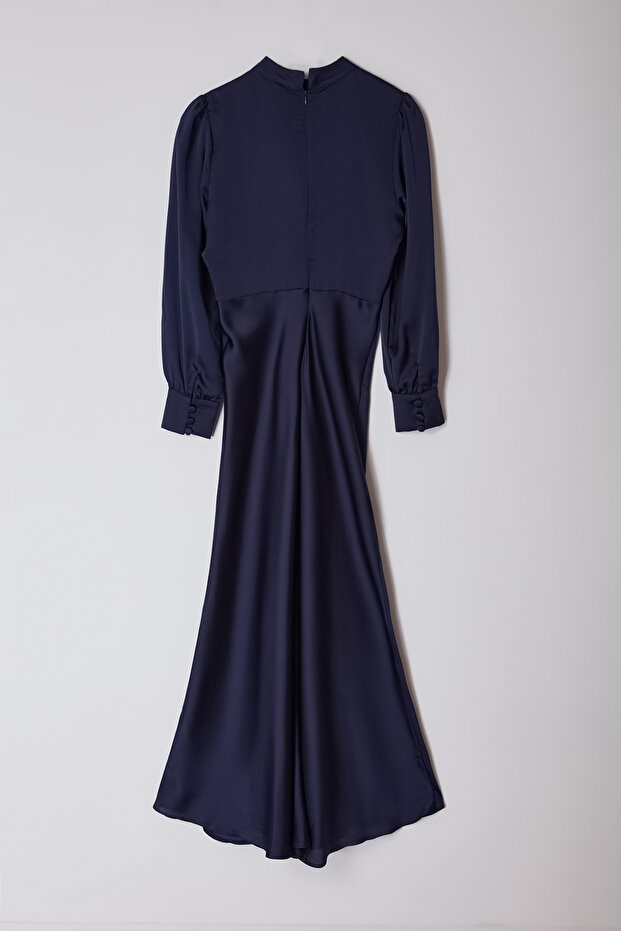 Sötétkék szatén szőtt estélyi ruha/hálóruha TCTSS24DB00055 - 8