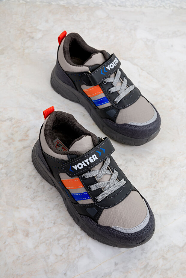 Gyermek tornacipő 19613 - füstölt és narancssárga modell - 1