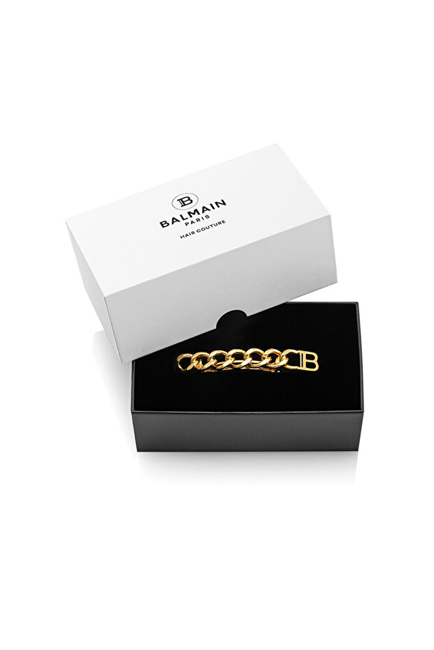 Gold Plated Barrette Medium Chain - 3