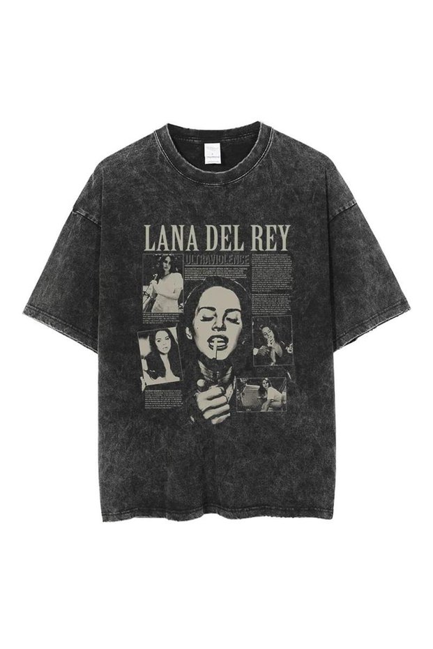 Mi̇ngalondon Washable Lana Del Rey Printed Unisex Oversize Vintage T-Shirt