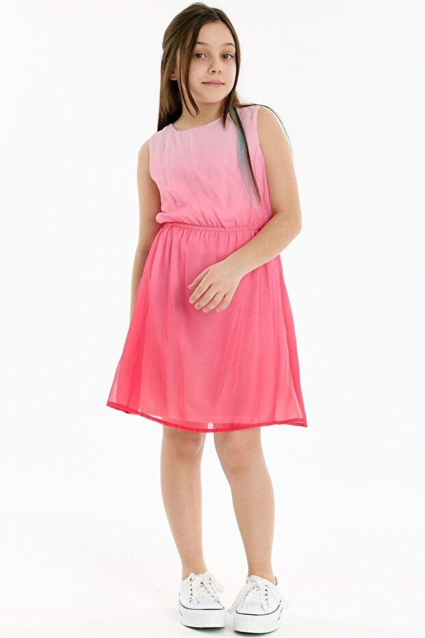 Waist Detailed Gradient Girl's Dress - Pink