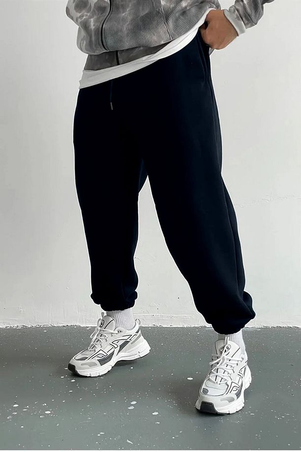 Unisex 2ip Lacivert Örme Kumaş Eşofman Altı - 2
