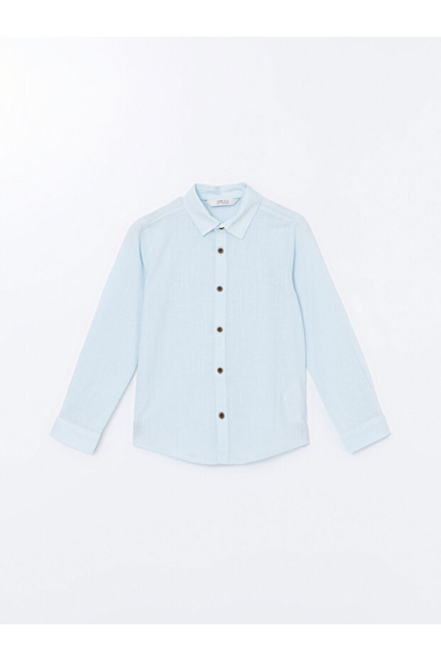 قميص Lcw Eco Blue الأساسي للأولاد بأكمام طويلة